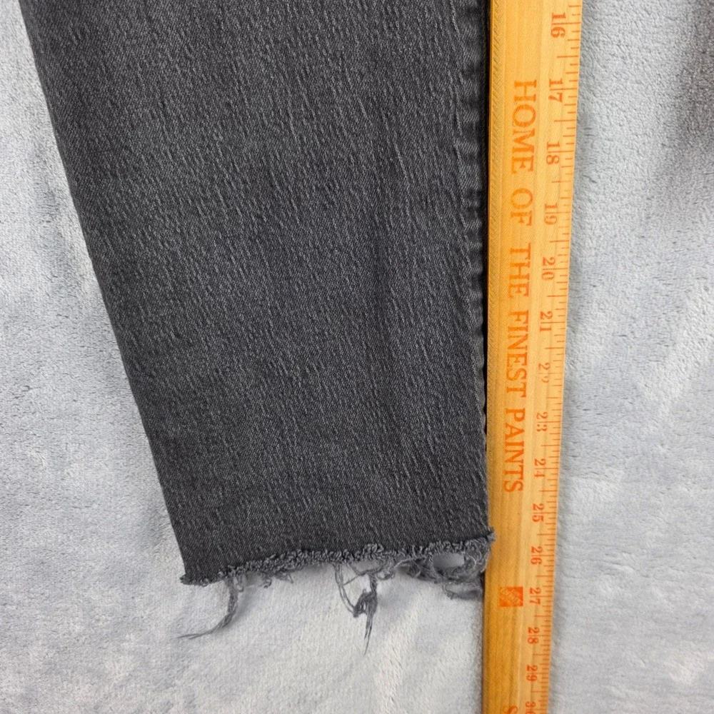 Madewell The Perfect Vintage Straight Jean 28P Washed‎ Black High Rise Raw Hem
